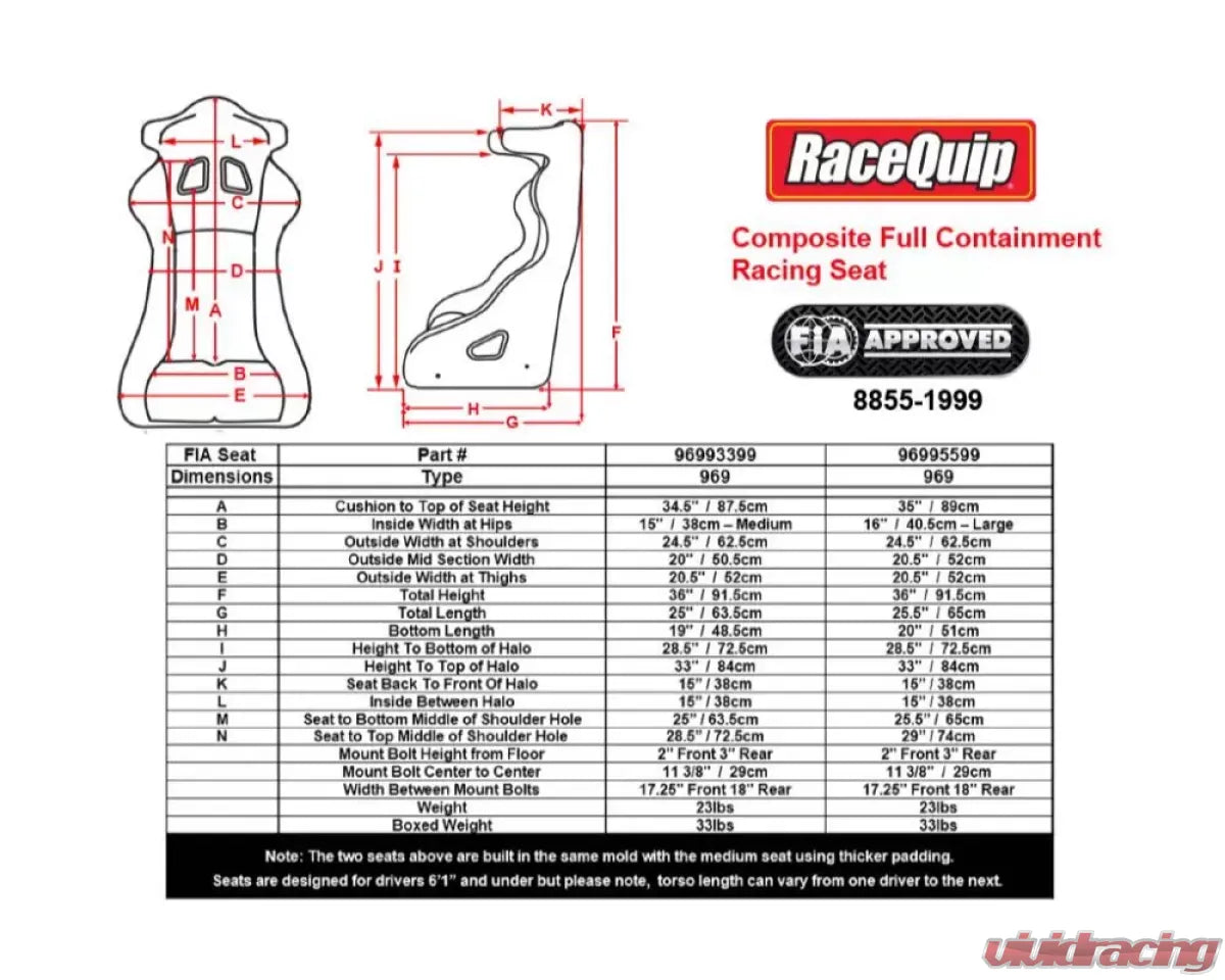 Racequip Large FIA Containment Racing Seat